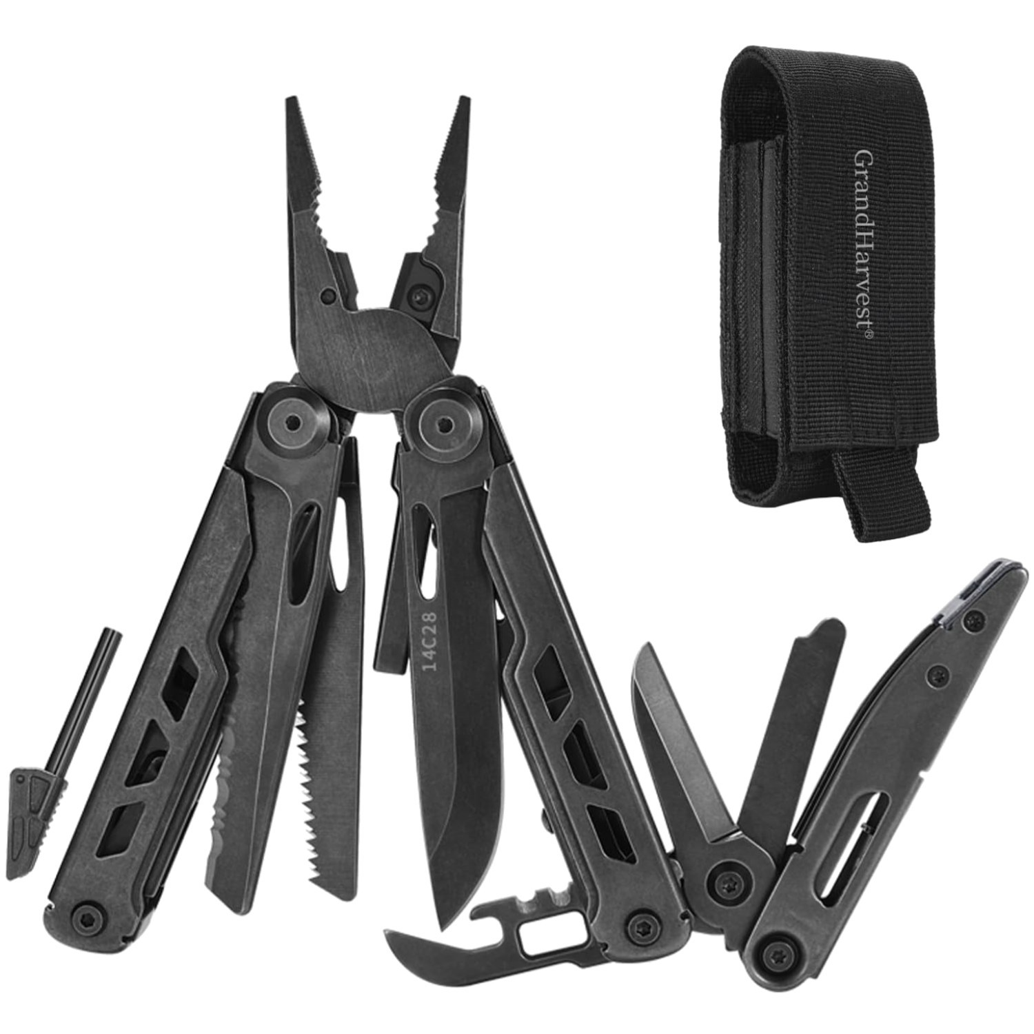 Portable Outdoor Multitool with Large Folding Scissors