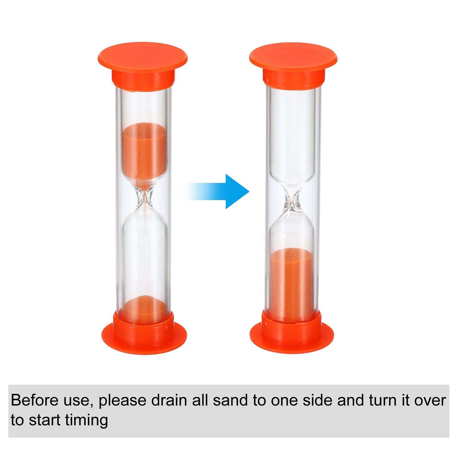 3 Minute Sand Timer, 4Pcs Small Sandy Clock, Count Down Sand Glass Orange