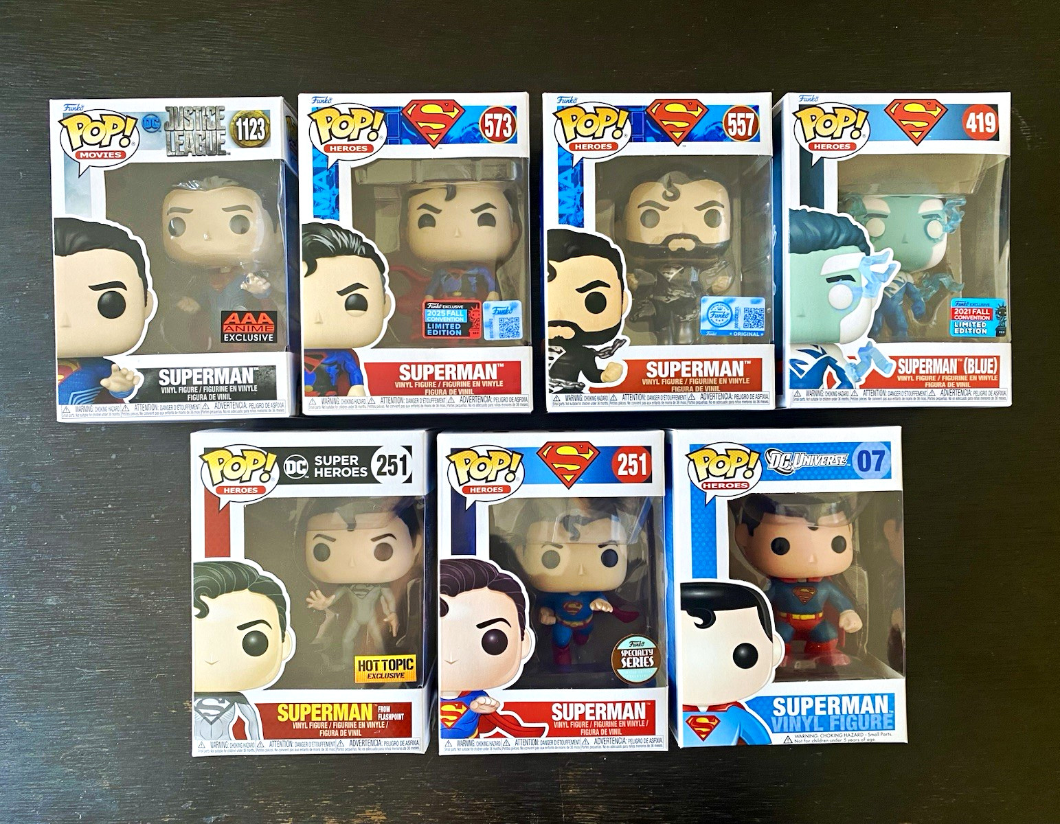 Funko Pop! DC Superman Lot of 7 AAA Anime Hot Topic Fall Convention Exclusives