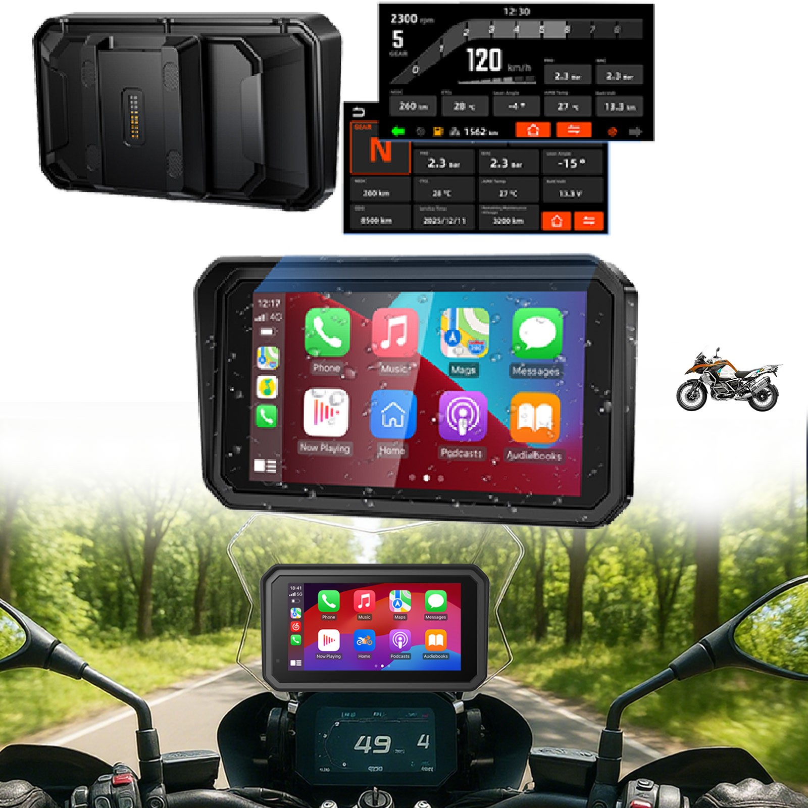6 Inch Motorcycle Carplay / Android Auto 16-Pin for BMW R1200GS R1250GS S1000XR
