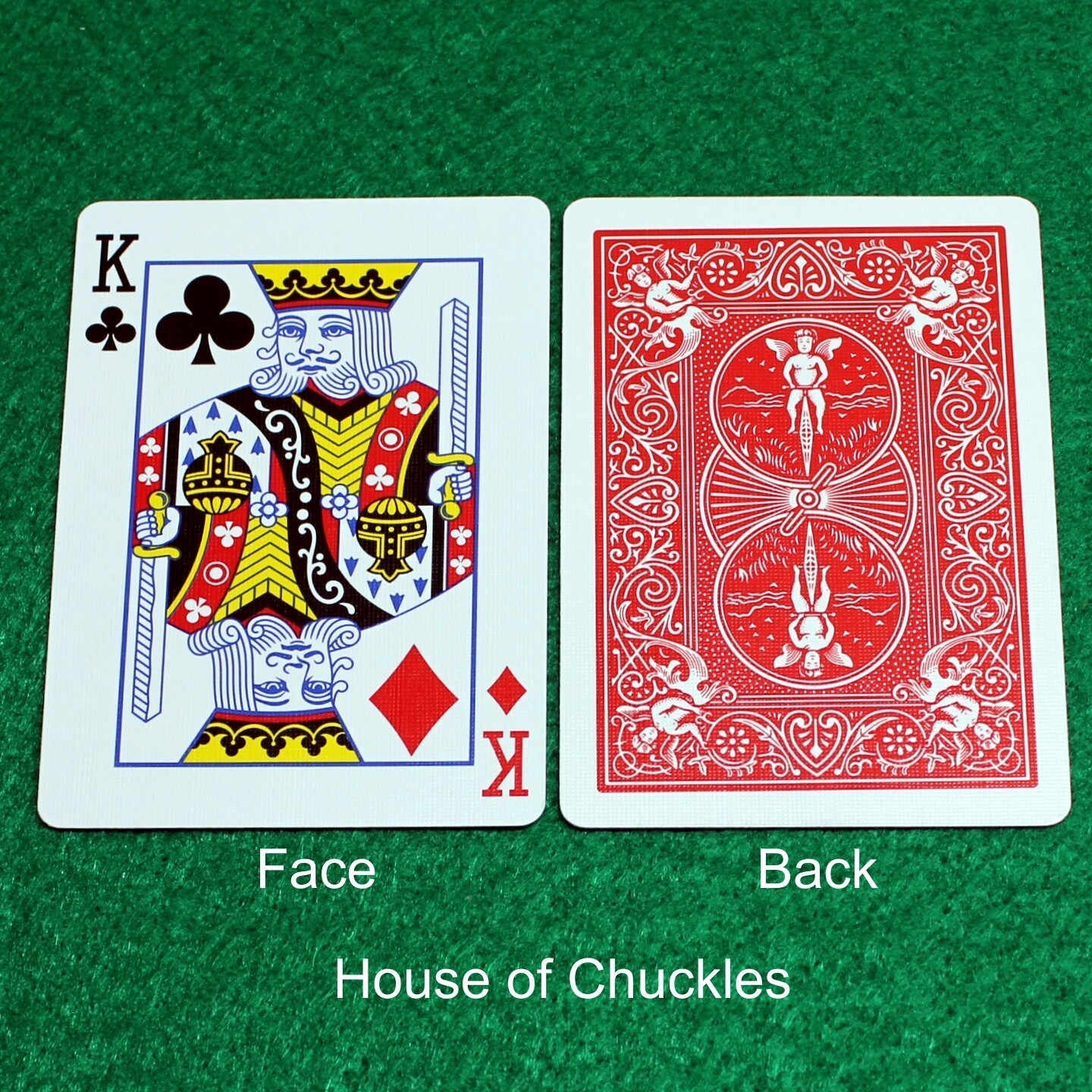 King of Clubs / Diamonds - Mis-Indexed, Bicycle Printed Gaff Card, Red