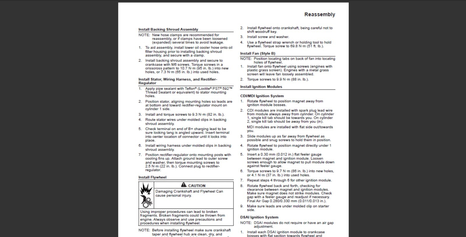 Kohler Engine Command PRO CH940 CH1000 Workshop Service manual
