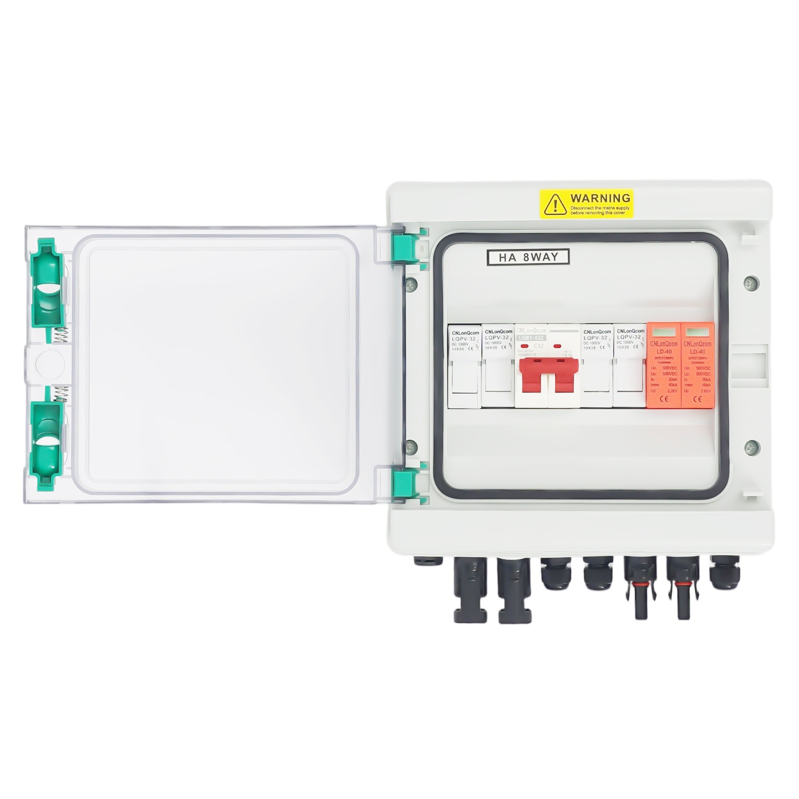 Solar Box 2 String 32 Amp IP65 Waterproof Box DC 500V 32A Circuit Breakers