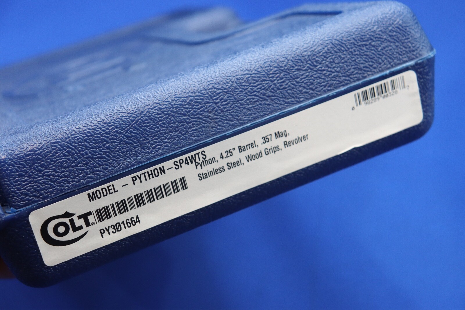 Colt Firearms Model Python Revolver Pistol Factory Hard Case Blue OEM Case 357