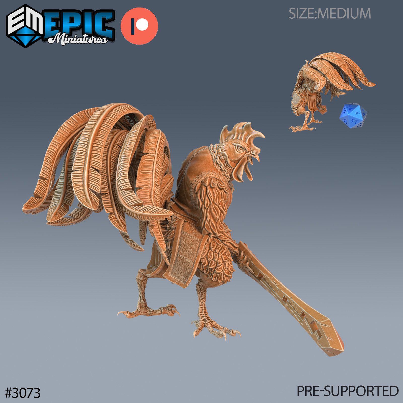 Rooster Warrior B | Epic Miniatures | RPG D&D Pathfinder Wargaming