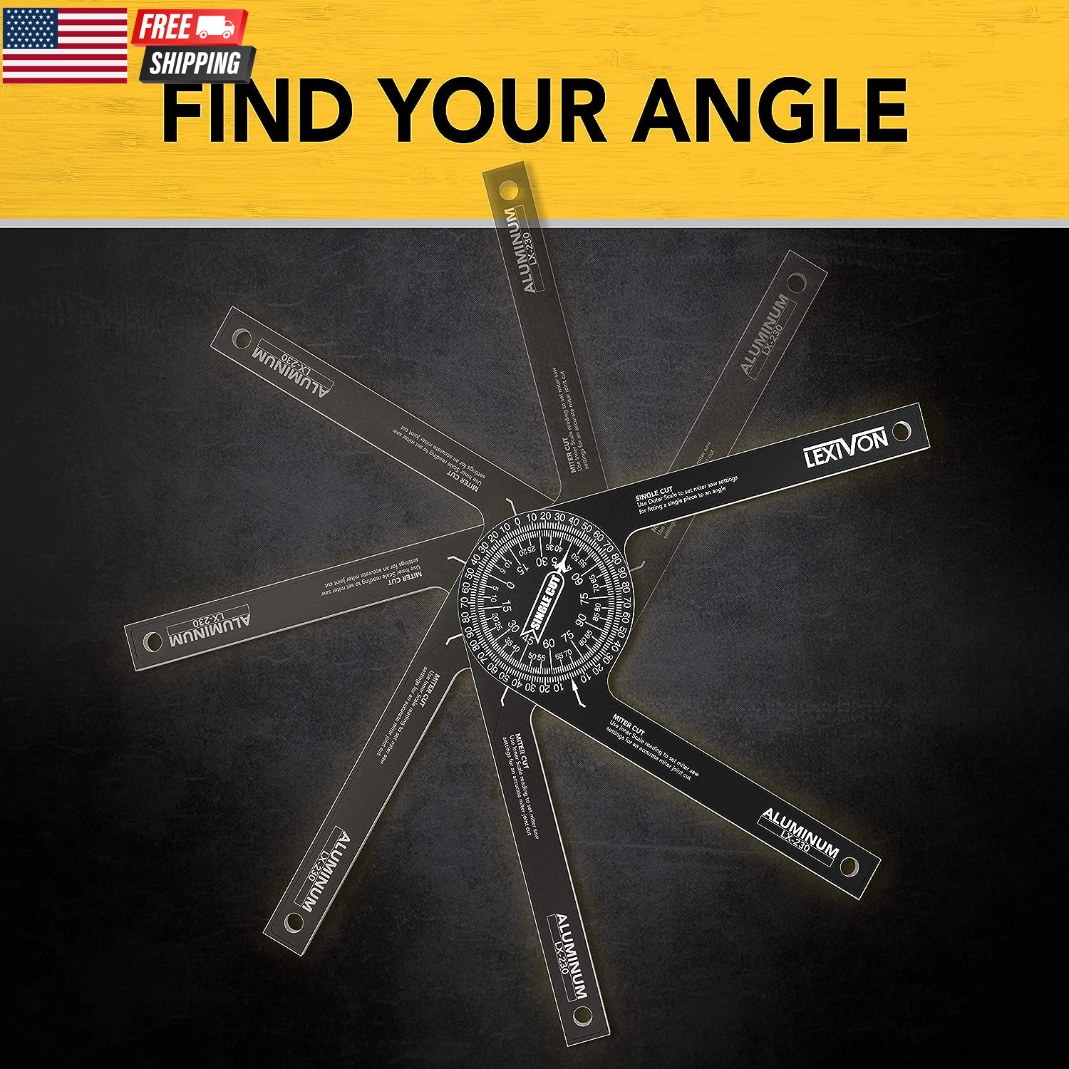 Aluminum Miter Saw Protractor | 7-Inch Rust Proof Angle Finder Featuring Precisi