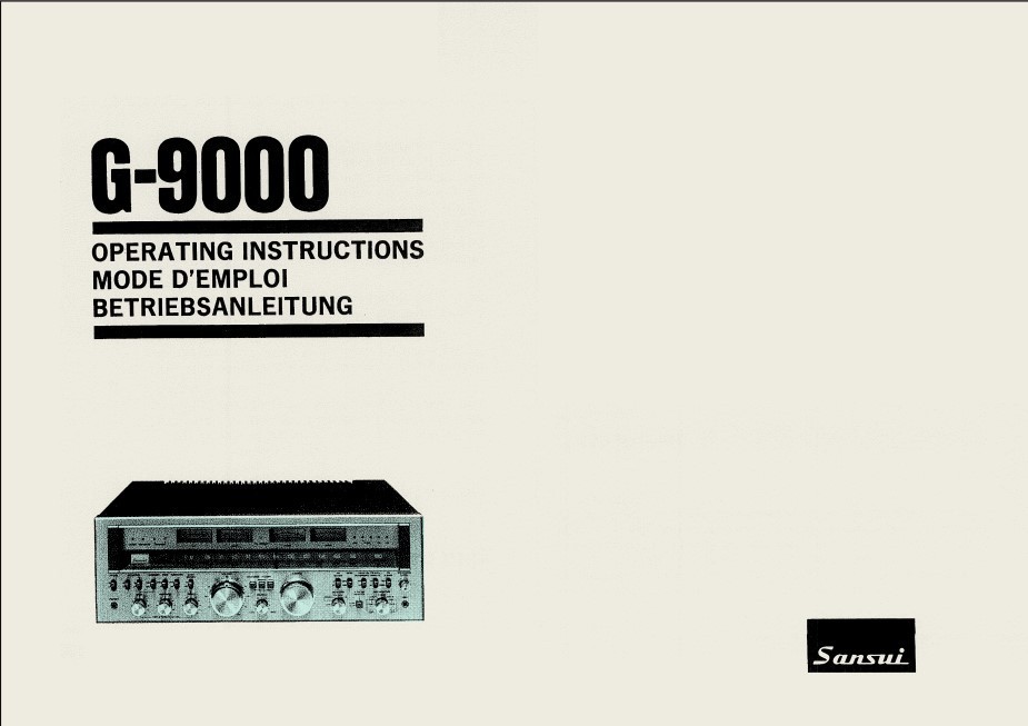 Sansui G-9000 Receiver Owner's Manual / Operating Instructions (58 Pages) G9000