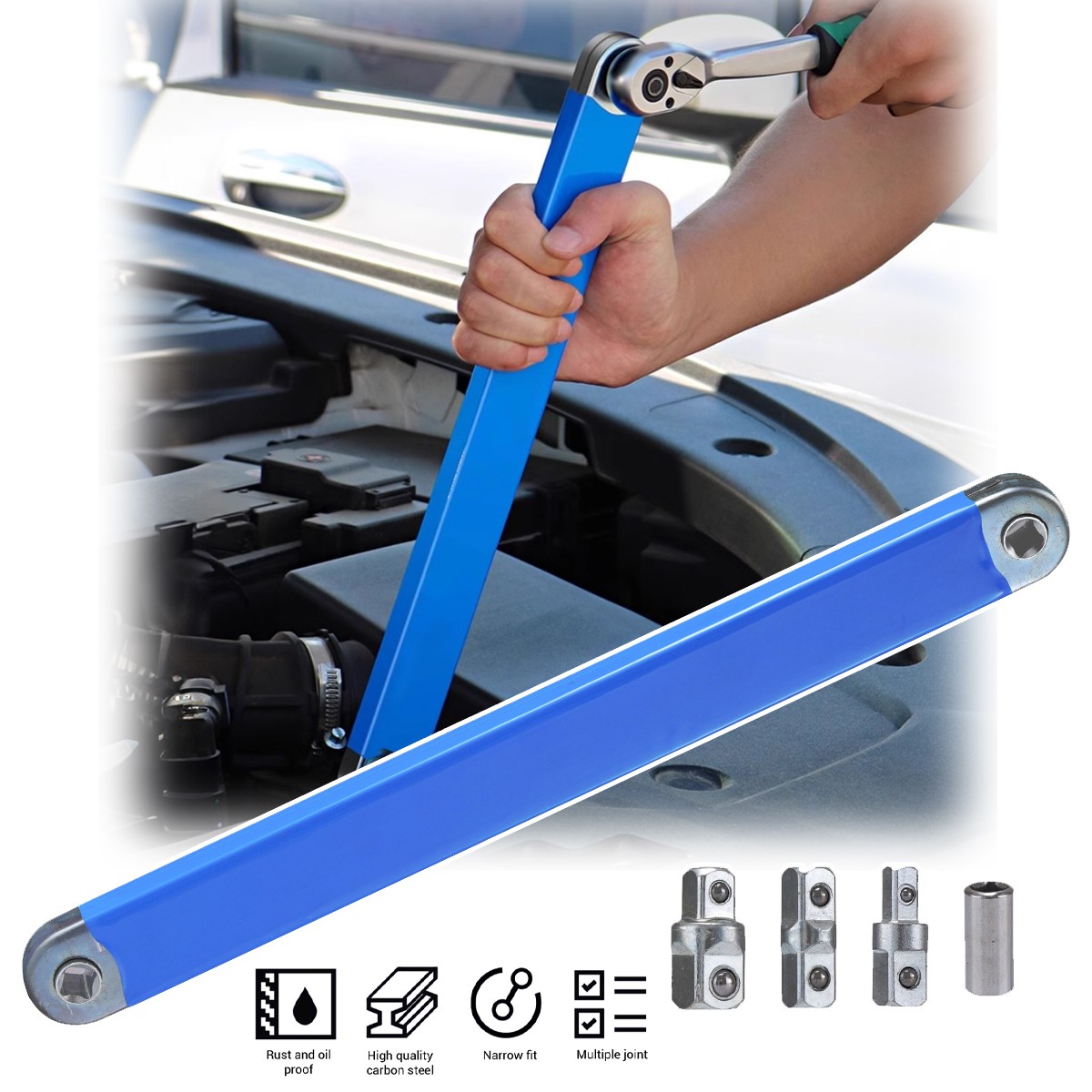Offset Extension Wrench Set 1/2" 3/8" 1/4"Ratchet Spanner for Tight Spaces US