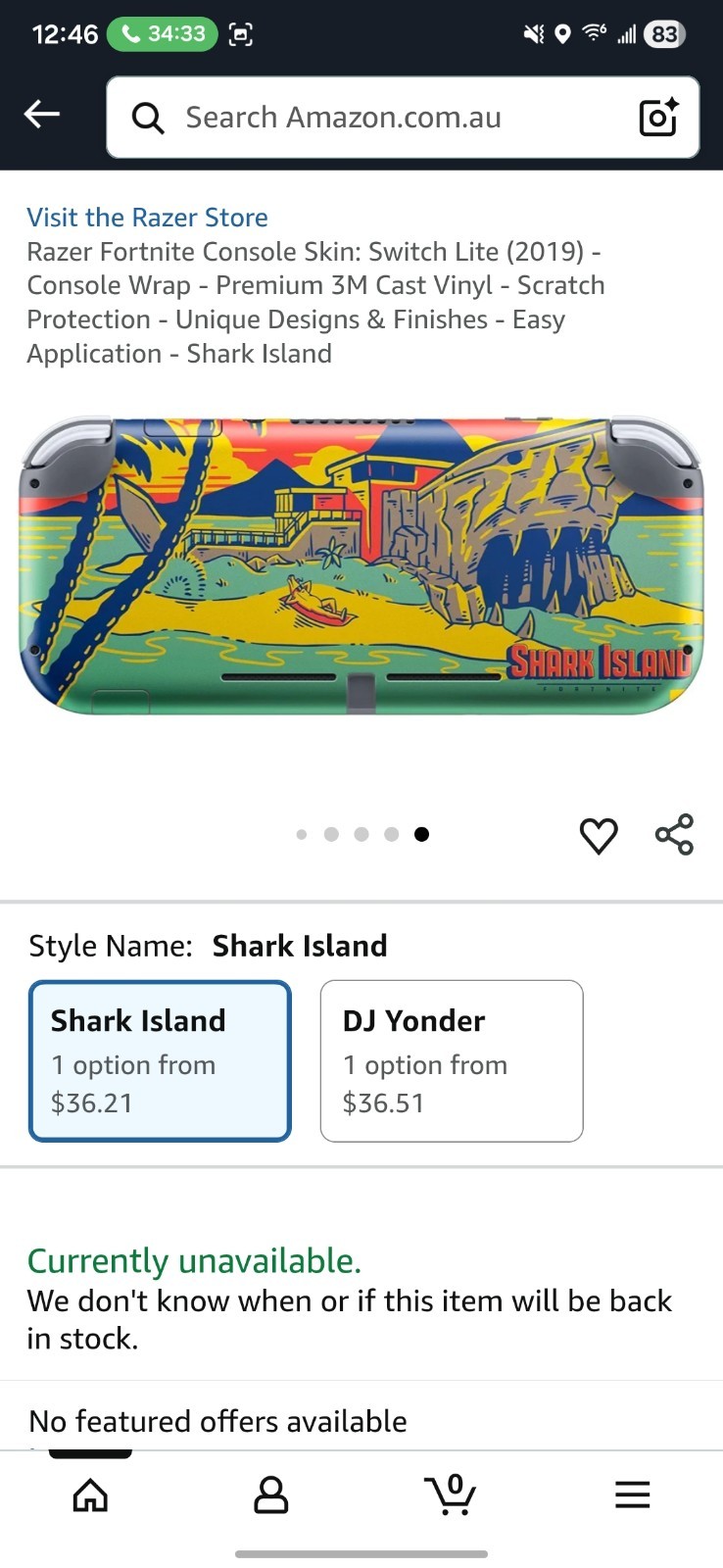 Razer Skins Nintento Switch Lite Shark Island