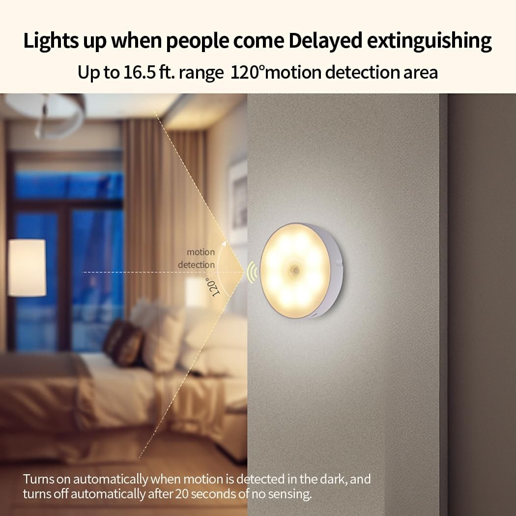 Wall-mounted LED Stair Lights: USB-charging, 6-Pack