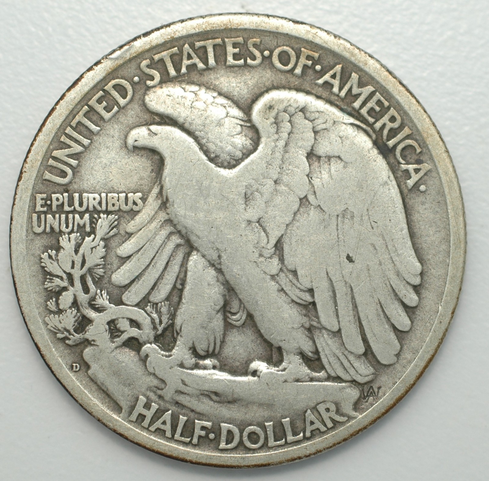 1919 D Walking Liberty 90% Silver Half Dollar