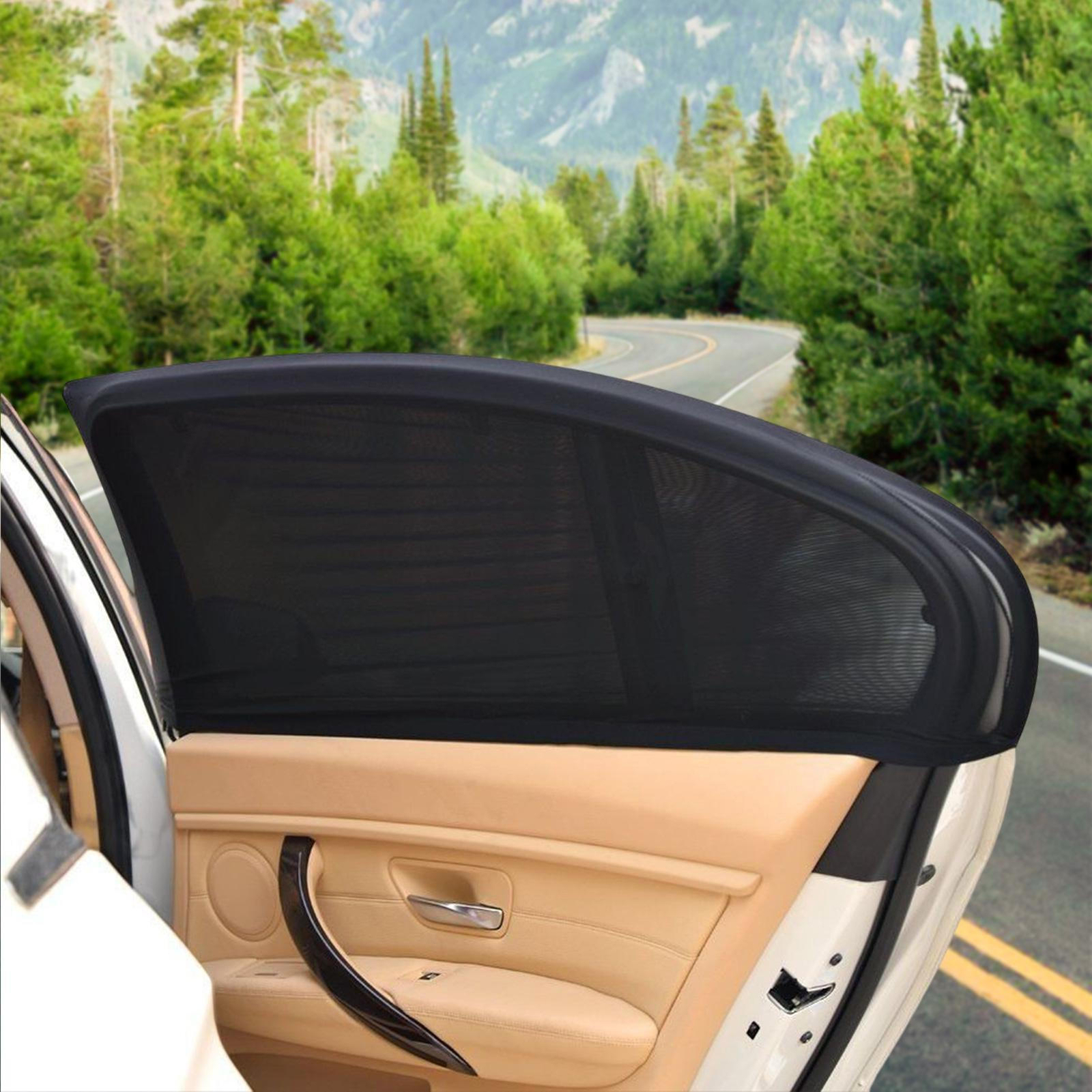 4Pcs Car/SUV Window Side Screen Sun Mesh Shade Cover Sunshade Visor Elastic USA