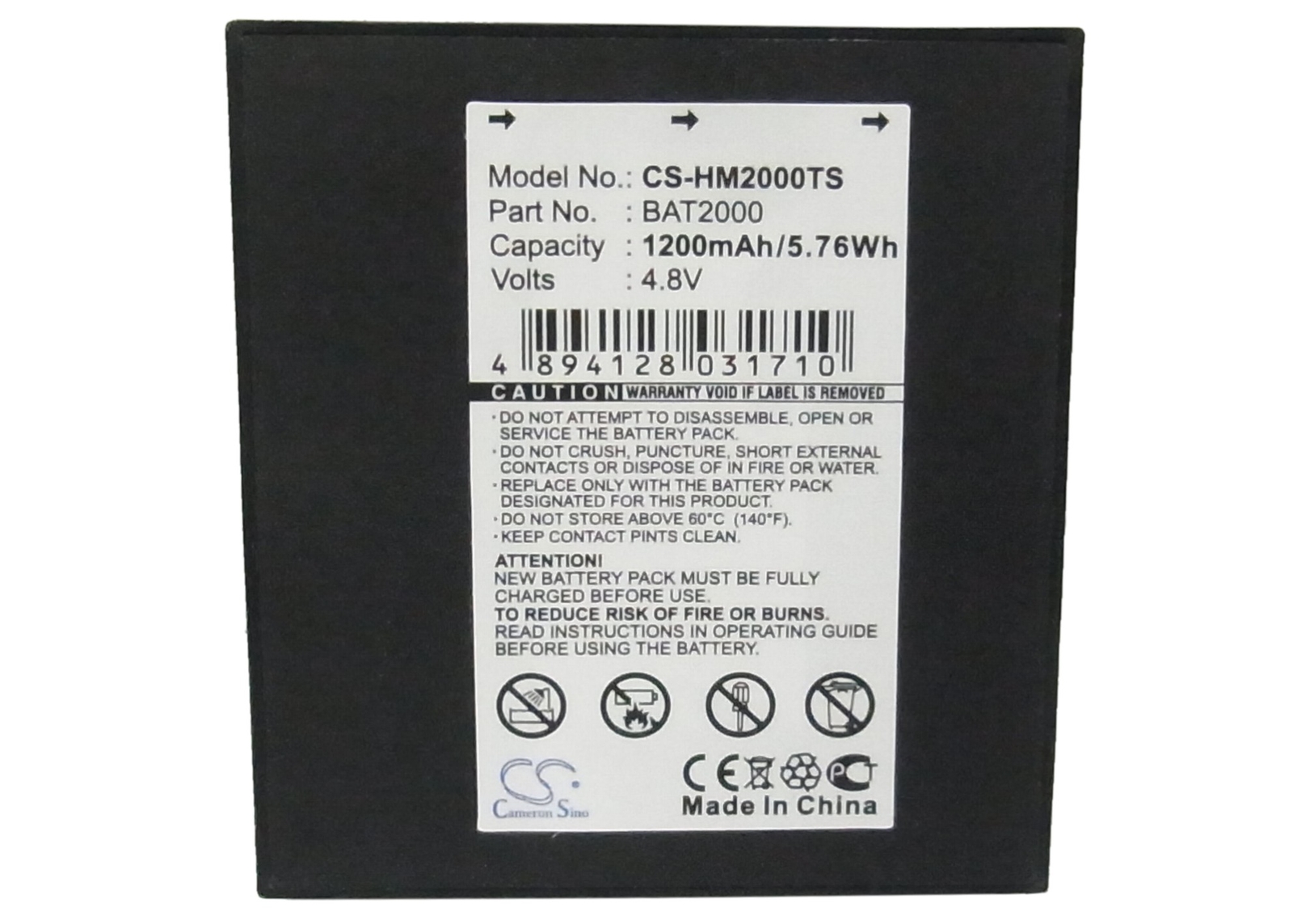 1200mAh 5.76Wh Battery for HME COM 2000 P/N: BAT2000