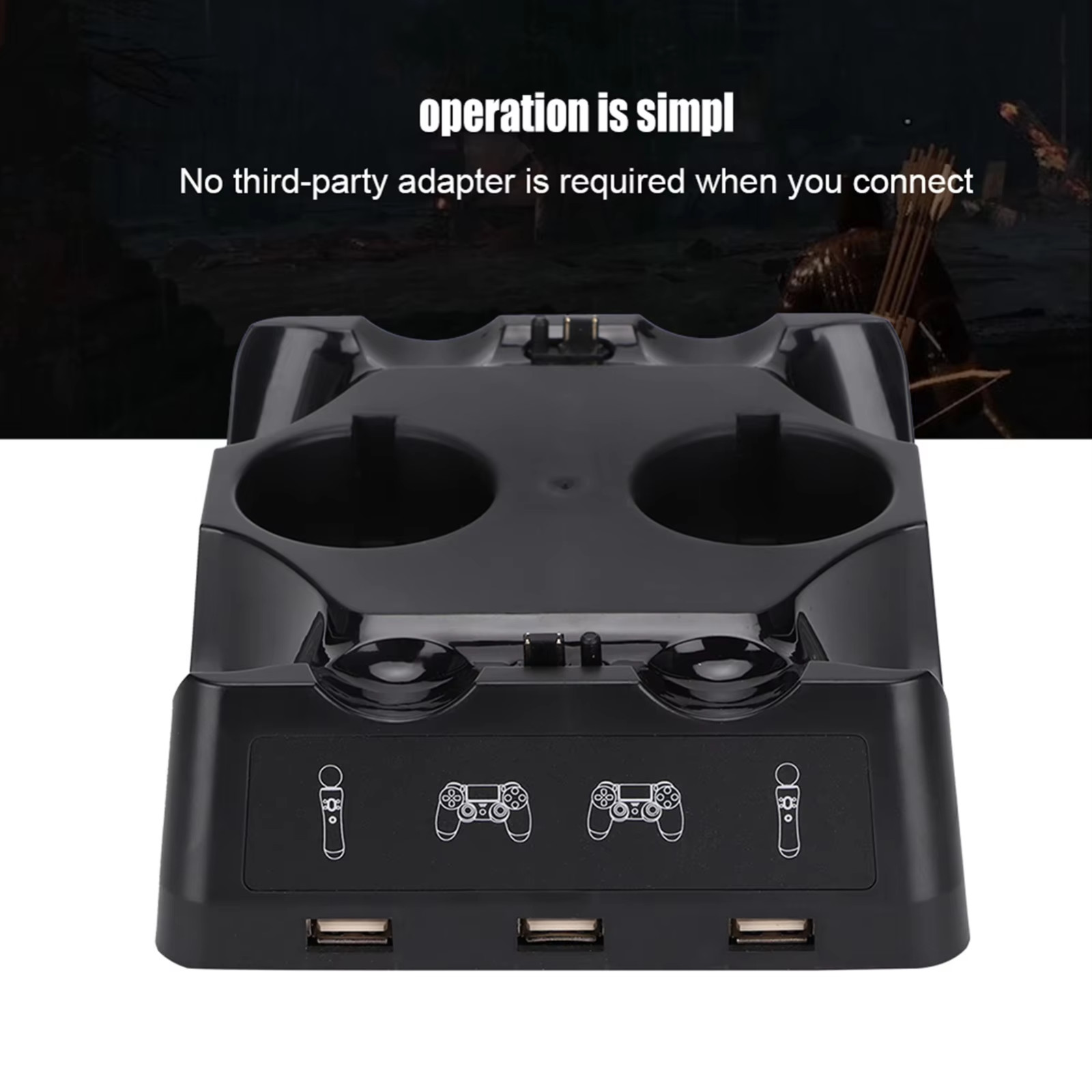 4in1 Controller Charger Dock Quick Charging Station Stand For PS4 / MOVE /PS4 VR