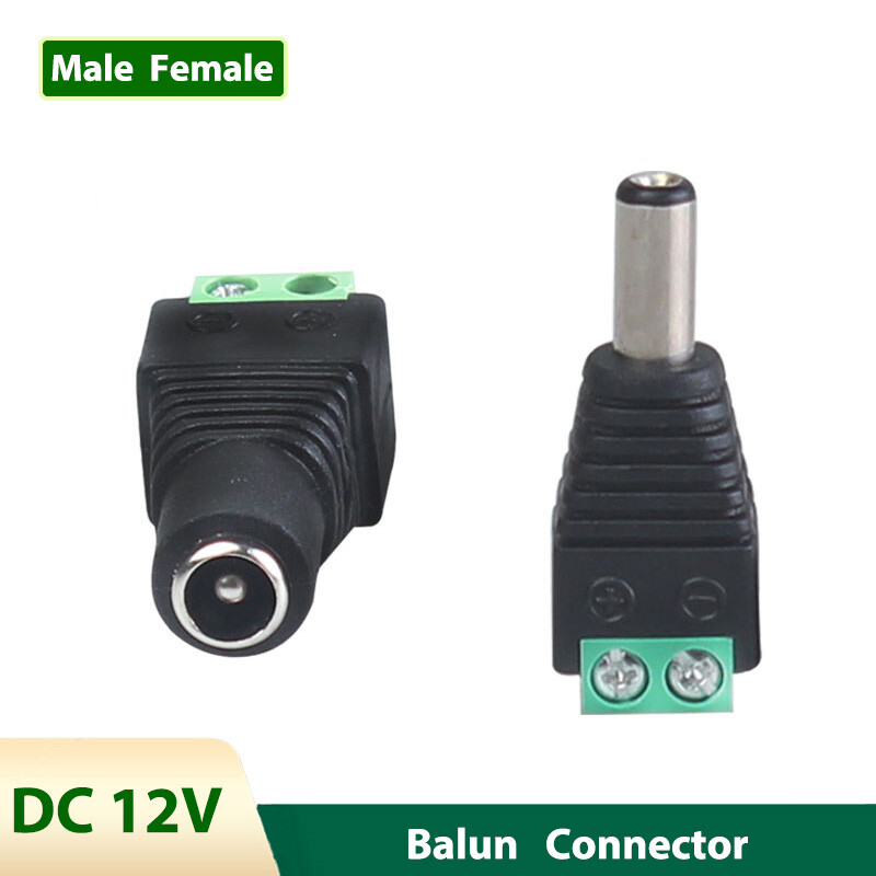 DC 12V Power Balun Connector Cable Adapter Jack Plug Male Female for CCTV CAMERA