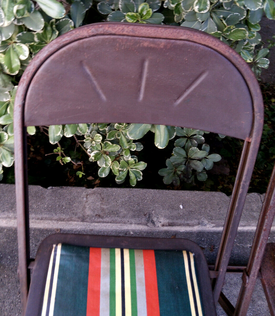 Vintage Rusty Metal Folding Chairs Set of 4