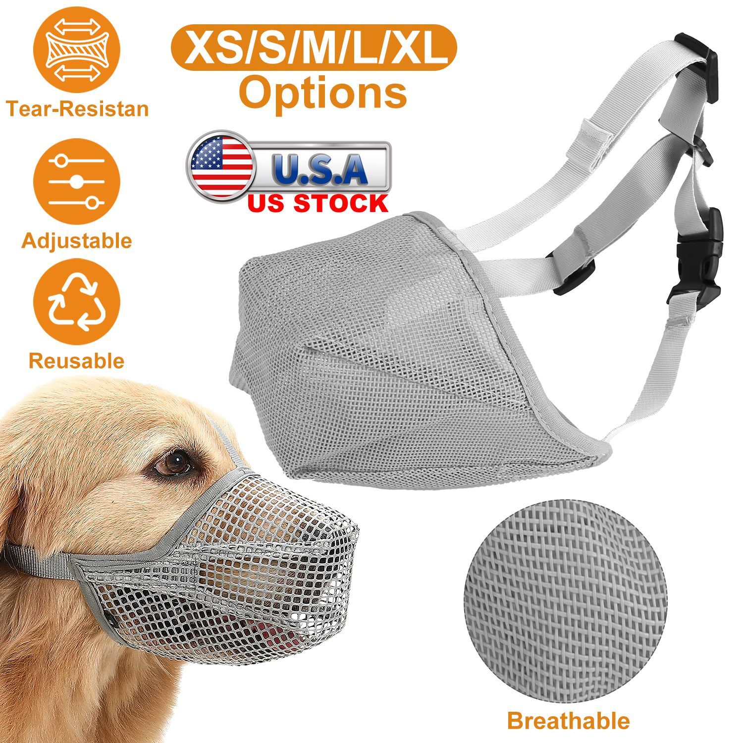 NEW  Mask Soft Anti Bite Barking Chewing Mesh Mask Training Adjustable