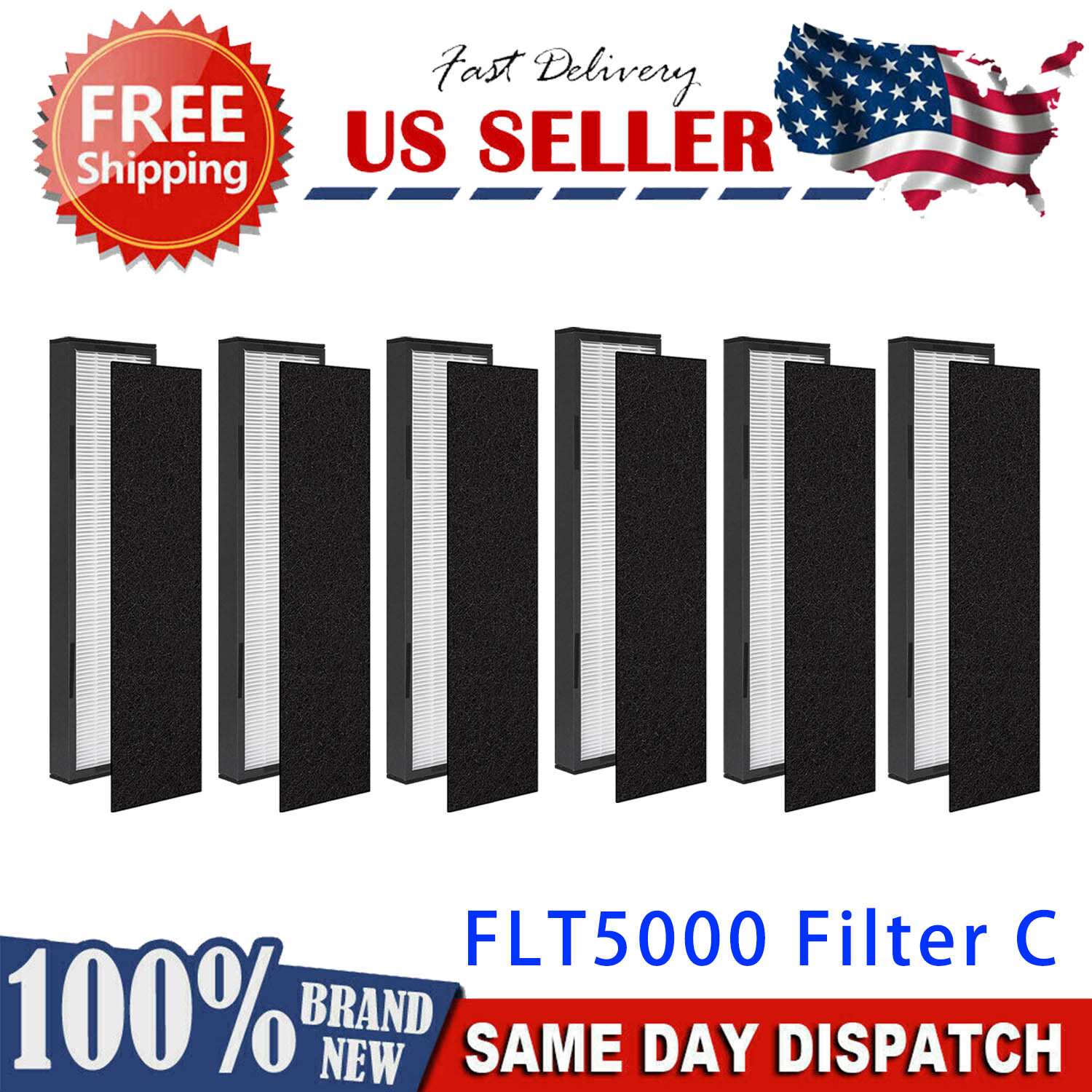 Air Purifier HEPA Filter C FLT5000 for Germ Guardian AC5000, AC5000E