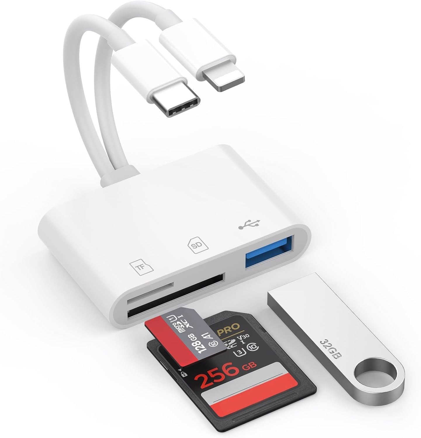SD Card Reader for iPhone iPad Mac, Lightning & USB-Dual Connectors Memory Ca...