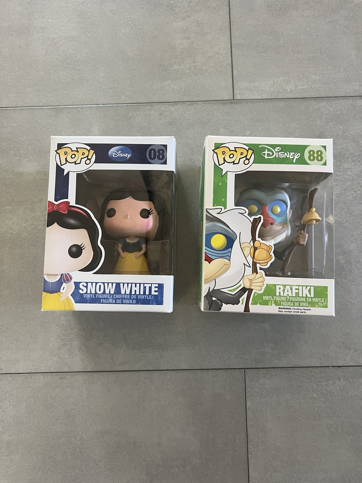⁠Funko Pop Disney Lot Snow White 08 Series 1 & Rafiki 88 Lion King Vaulted Set⁠