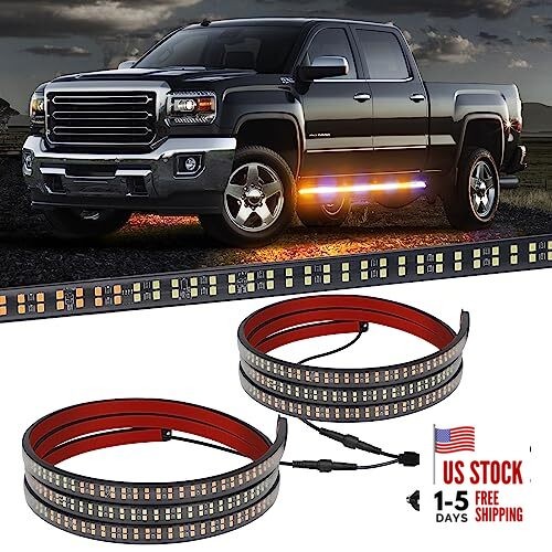 2PCS 70 inch Truck Strobe Lights Strip 864 LED Emergency Running Amber/White