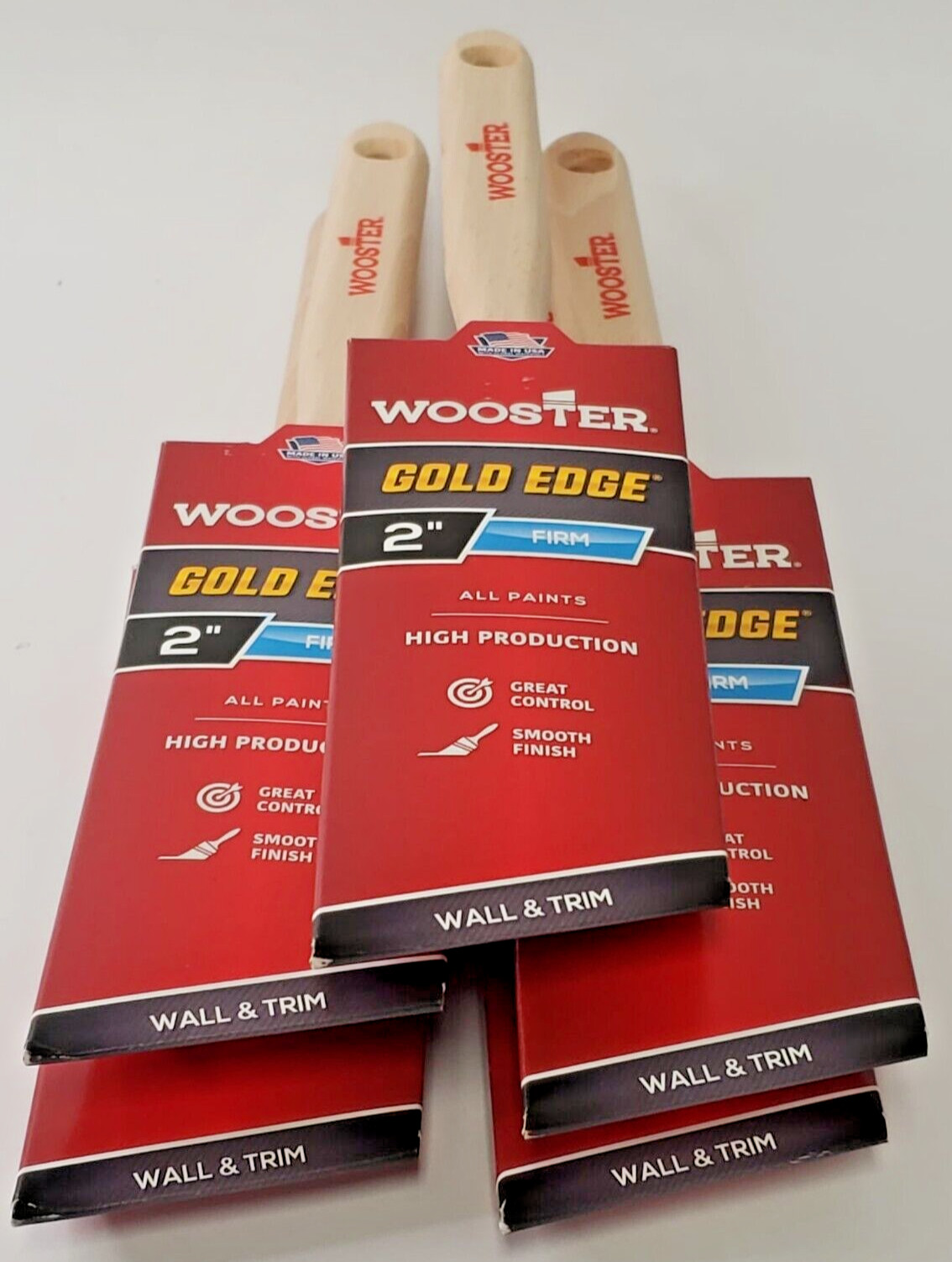 WOOSTER BRUSH 5231 2" INCH GOLD EDGE ANGLE SASH PAINTBRUSH - LOT OF 5