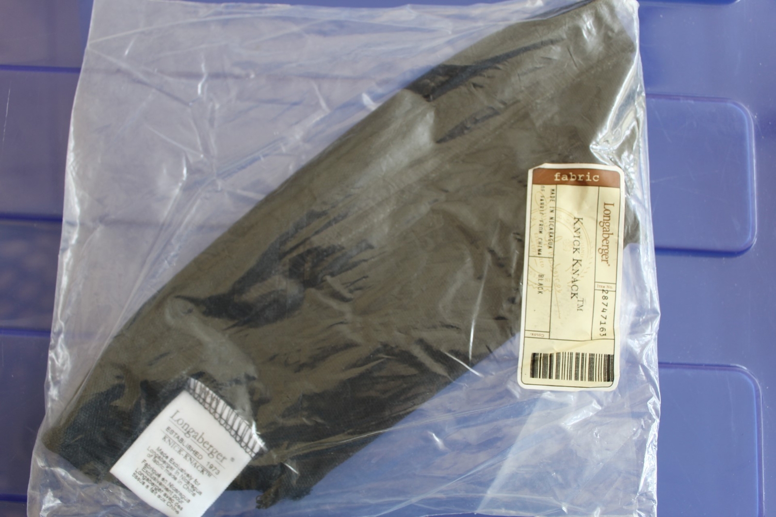 Longaberger Black Solid Knick Knack Basket Liner #28747163 - NEW