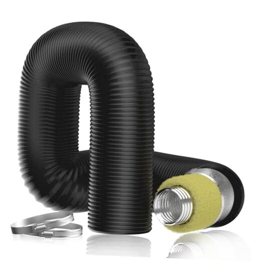 4 Inch Insulated Flexible Duct - 4 FT Noise Reducer Heavy-Duty 4" X 4 FT Black