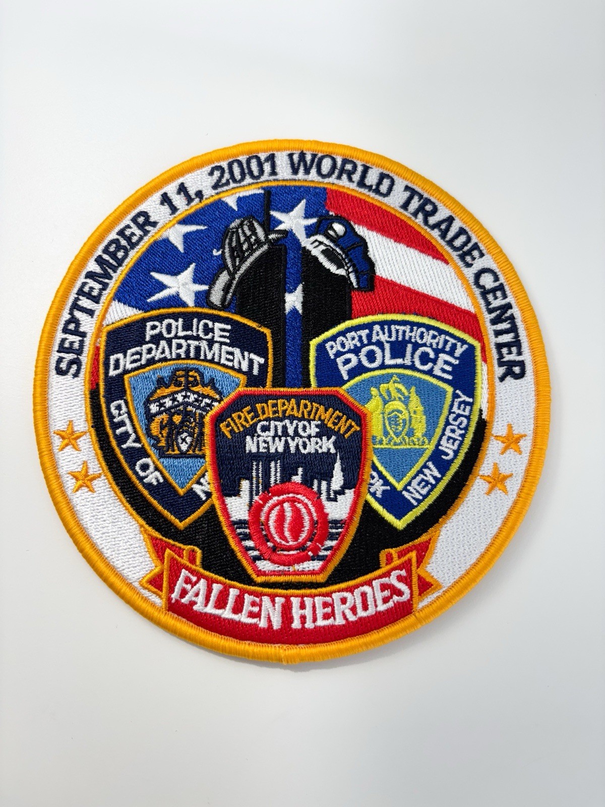 10" Patch Fallen Heroes Fire Police New York Never Forget 9-11 Embroidered NEW