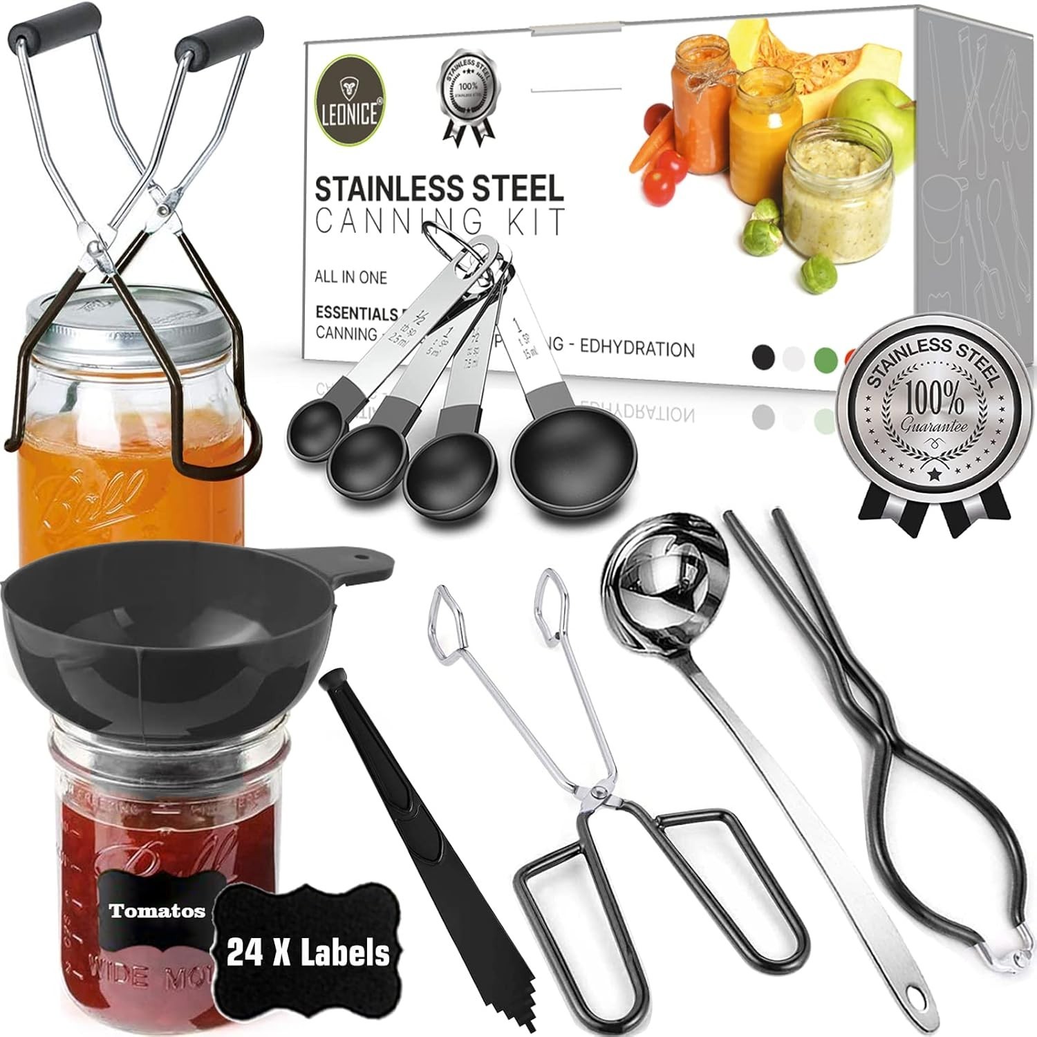 Canning Supplies Starter Kit, Food Grade Stainless Steel, Essential Tools Set