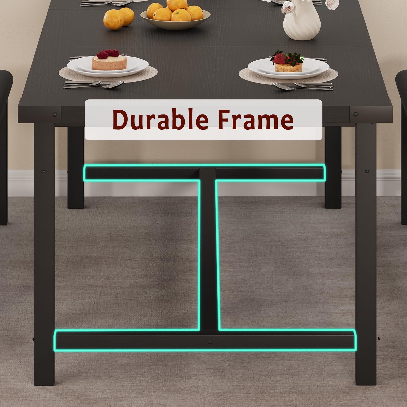 3pcs Dining Table Set ,Extendable Kitchen Table and 2 Upholstered Benches Dinner
