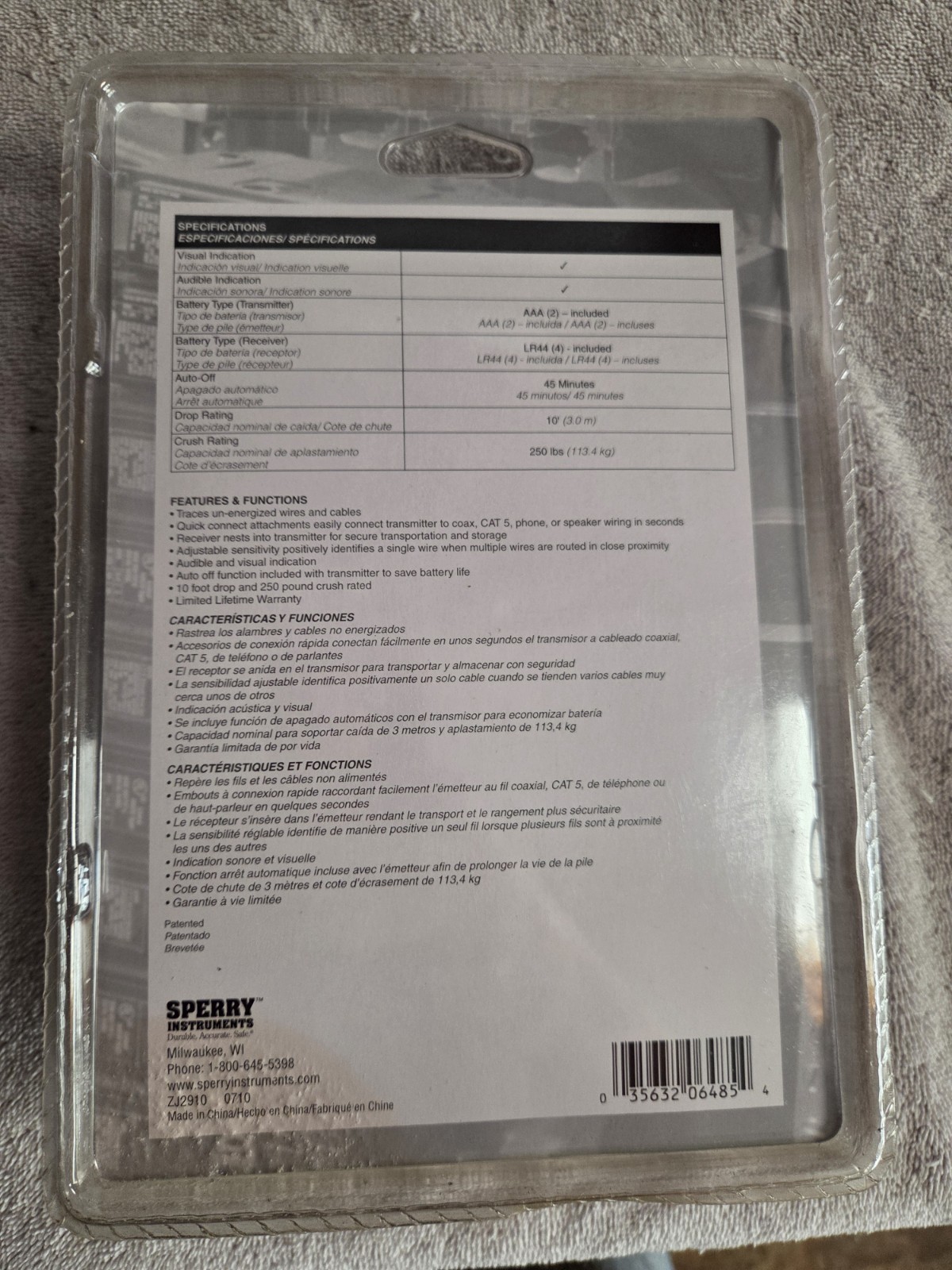 Sperry Instruments ET64220 Wire Tracker Wire Tracer, Audio /Video Installers NEW