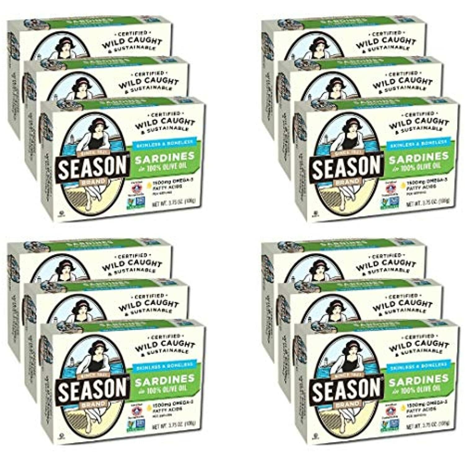 Season's Skinless and Boneless Sardines in Pure Olive Oil 12 case