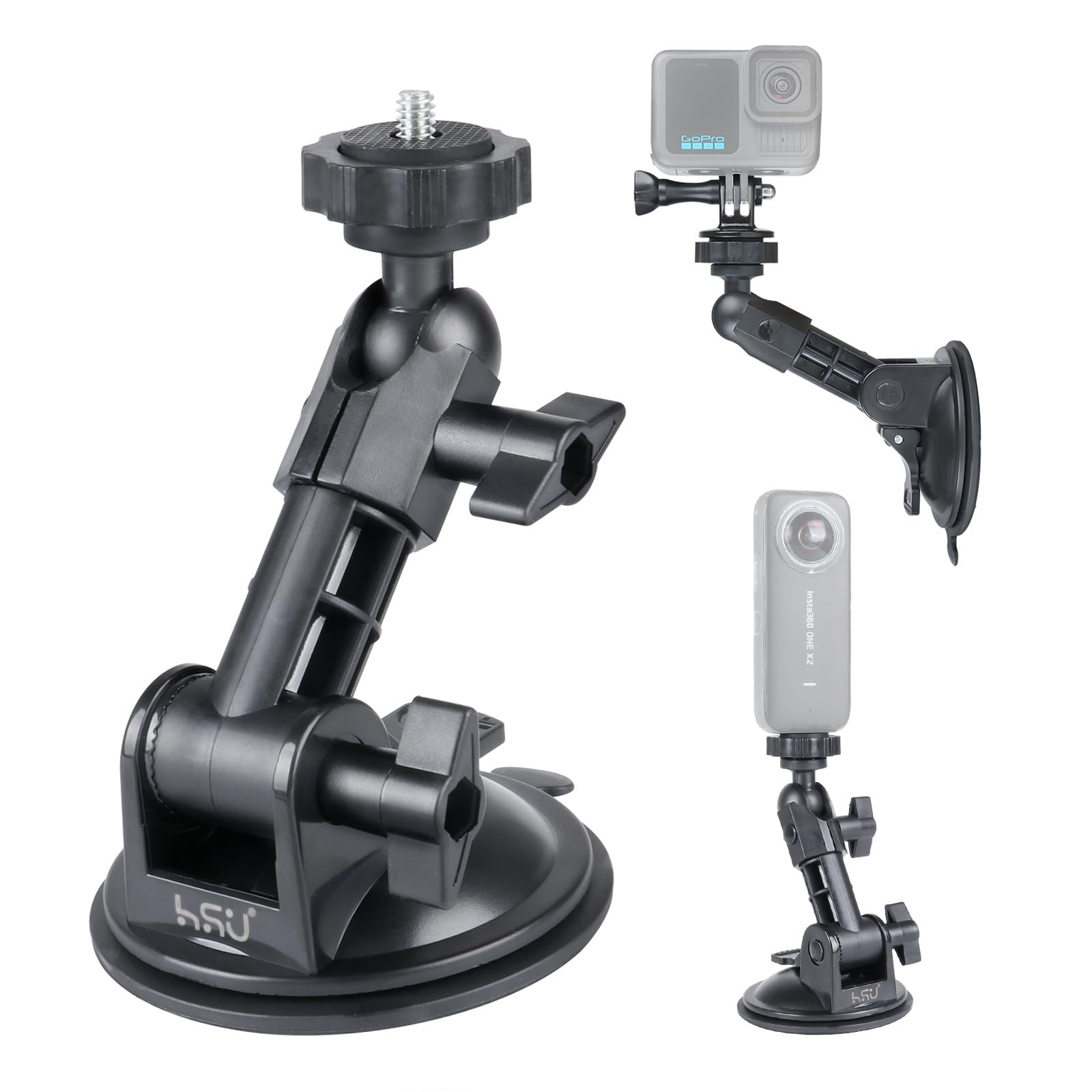 HSU Car Suction Cup Mount for GoPro/Insta 360/DJI Osmo Action Camera, Car Win...
