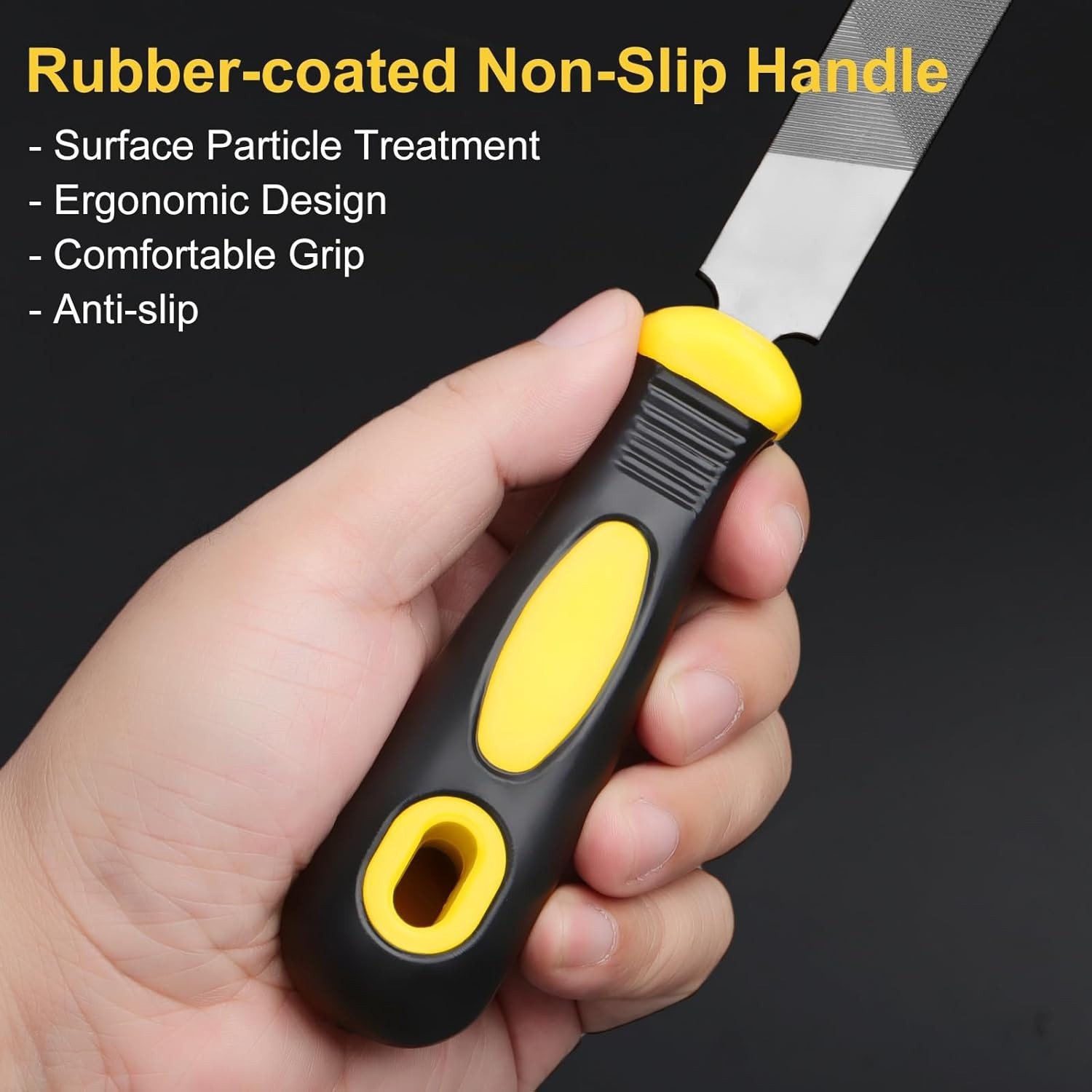 12in Length Durable Flat Metal File with Rubberized Handle for Precision Work