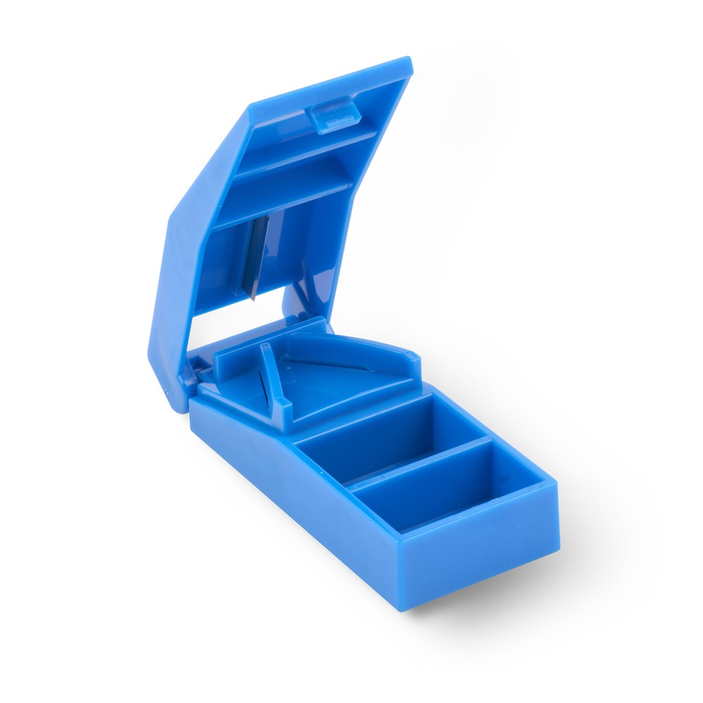 1Pack Blue Pill Cutter Tablet Storage Case