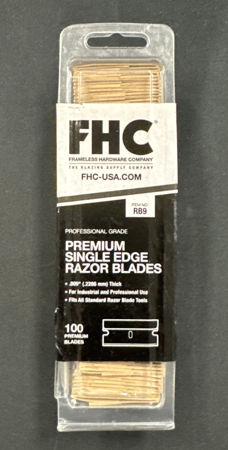 FHC Premium Single Edge Razor Blades Heavy Duty .09" Thick Pack of 100