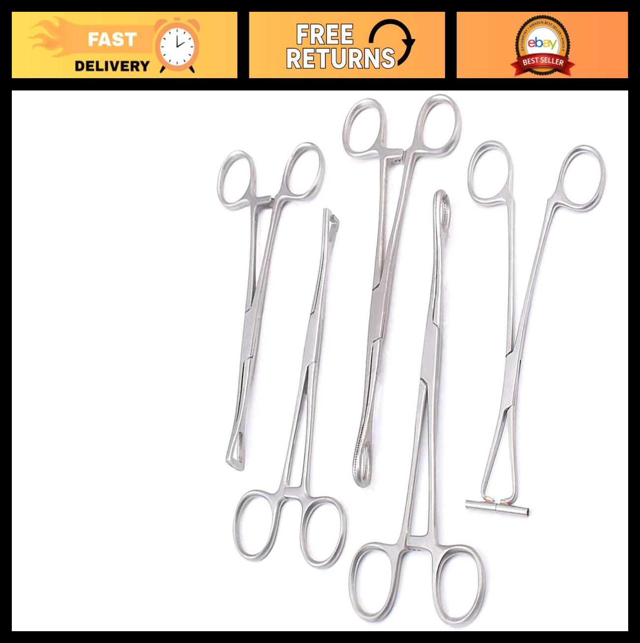 5-Piece Body Piercing Kit - Stainless Steel Tools, Penington Forceps & More