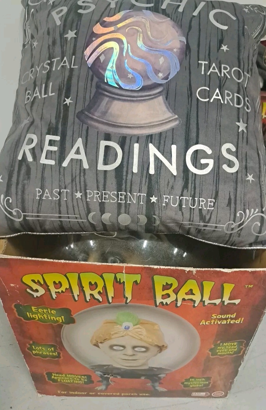 Talking Head Spirit Ball LARGE  Halloween Prop Gemmy Fortune Teller 2005 Pillow
