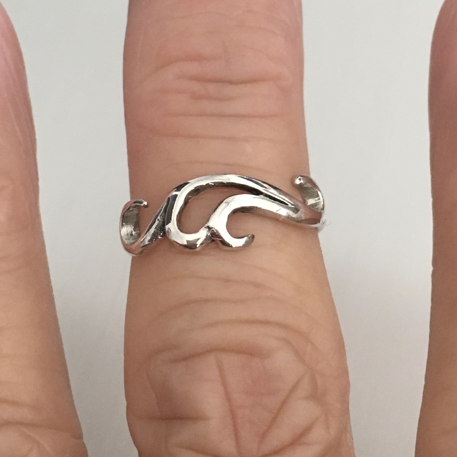 Sterling Silver Windy Waves Toe Ring, Silver Rings, Boho Ring