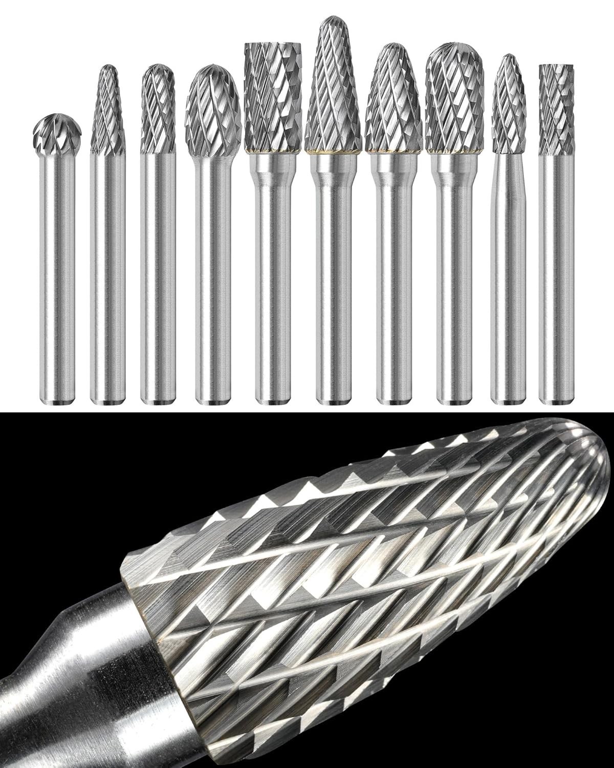 Cutting Porting Carving Kit 10Pcs Carbide Burr Set