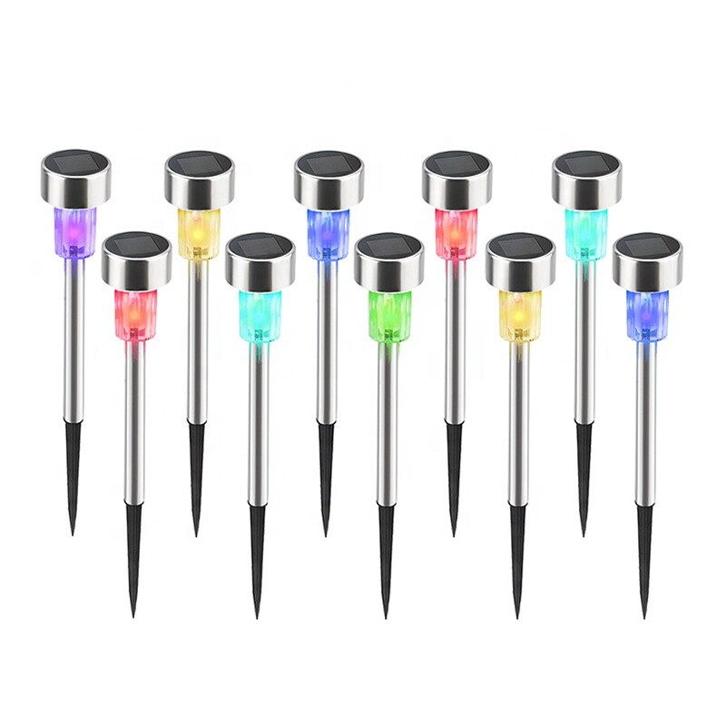 Set of 10 Solar LED Pathway Lights Outdoor RGB Garden Walkway Light Waterproof