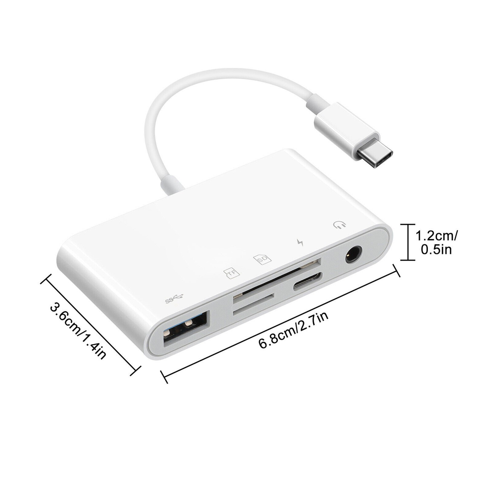 5-IN-1 USB-C Memory Card Reader High-Speed Hub Adapter for Micro SD SDXC CF SDHC