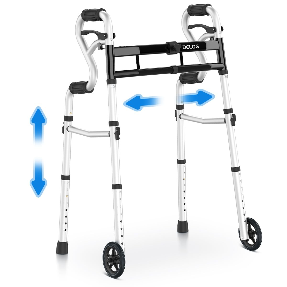 Narrow Folding Walker for Seniors, 3 in 1 Folding Walker with 5” Front Wheels...