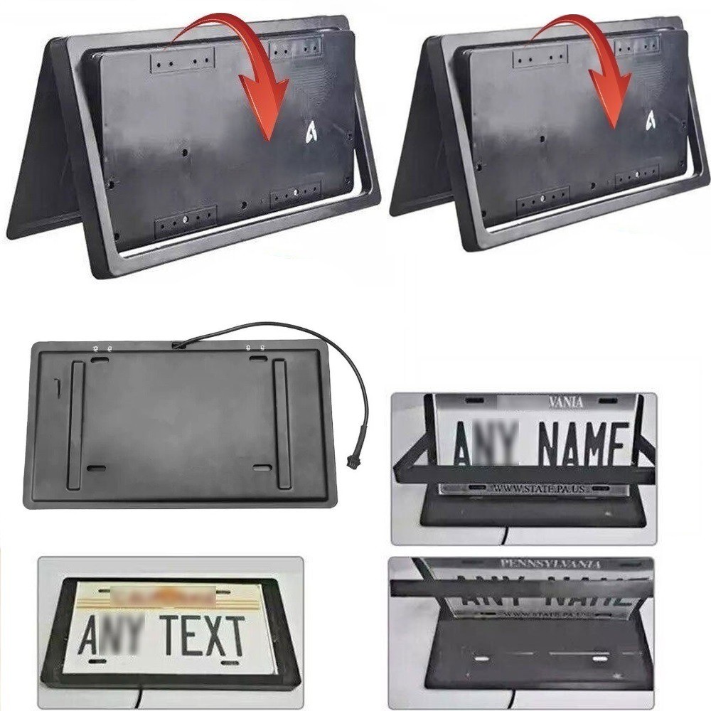 Car Front+Rear Plate Frame Holder with Wireless Remote US Standard For Car Shows
