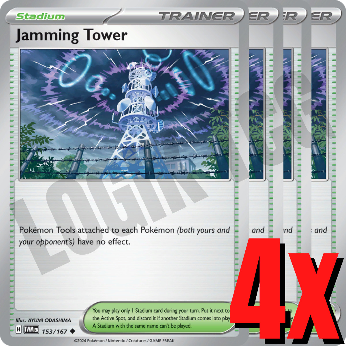 4x Jamming Tower 153/167 x4 - Twilight Masquerade - Pokemon TCG - Playset