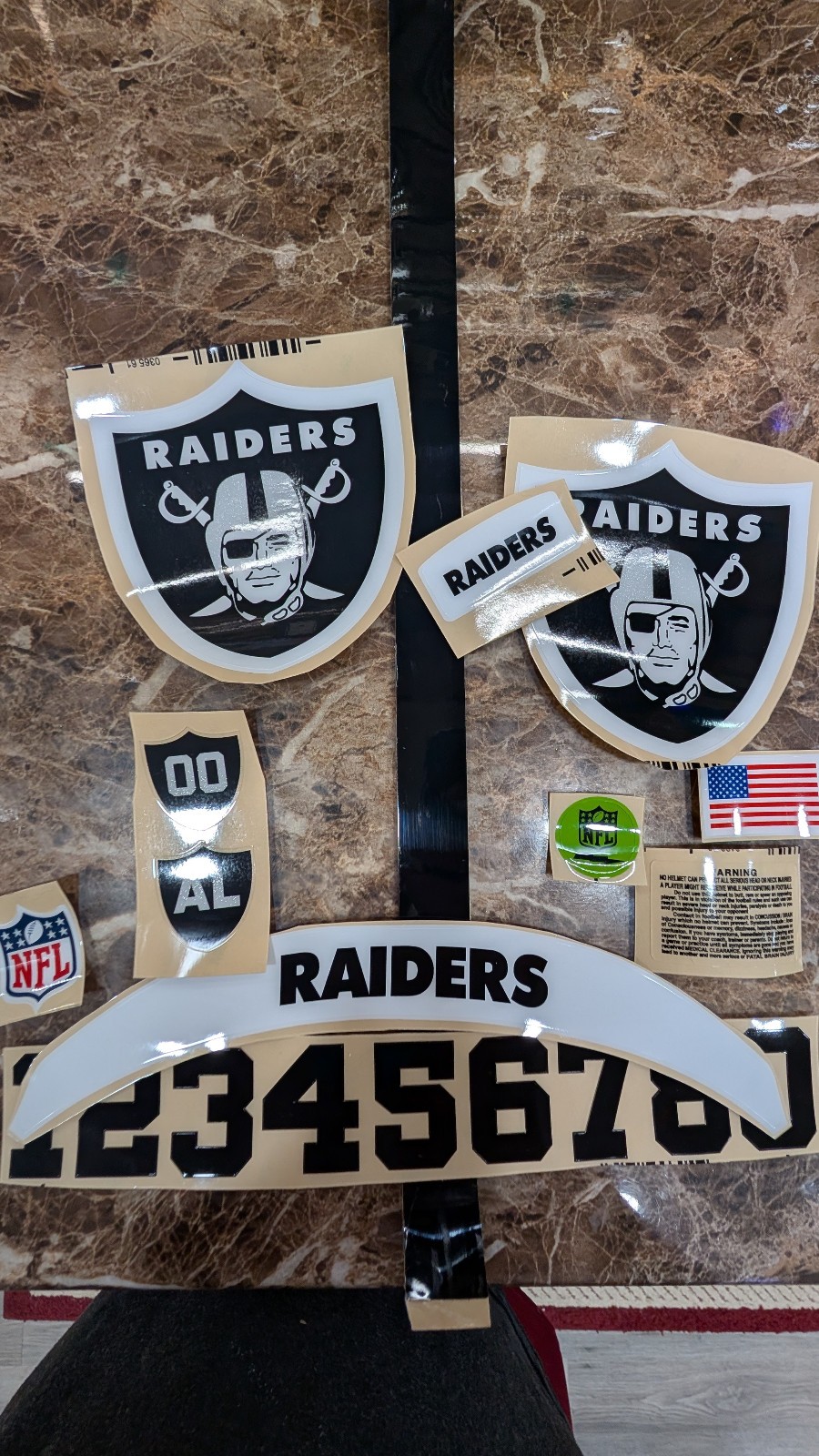 Raiders full size football helmets 3M vinyl decals