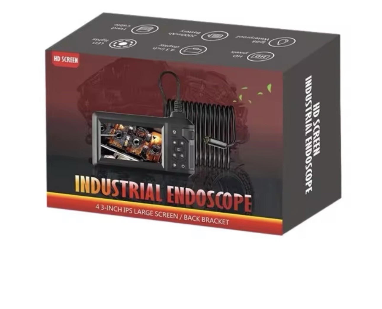 Industrial Endoscope 4.3 in LCD 1080HD 8mm Semi-Rigid Waterproof LED Zoom