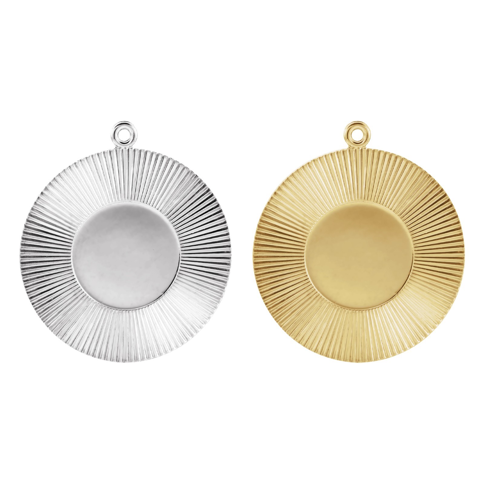 14K Gold Engravable Starburst Dangle 17.5 x 15 mm