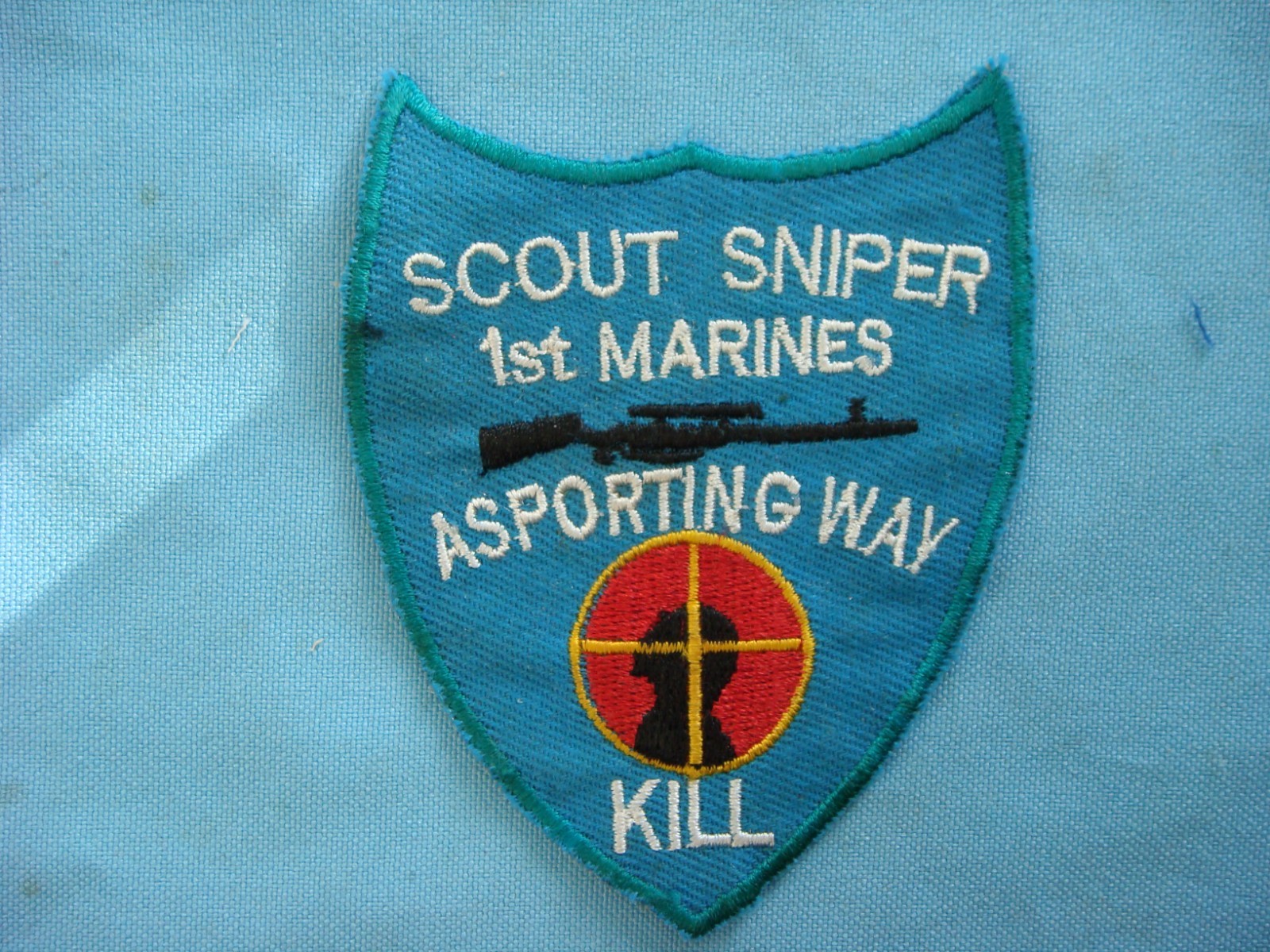 VIETNAM WAR PATCH, US MARINES 1st SCOUT SNIPER ASPORTING WAY